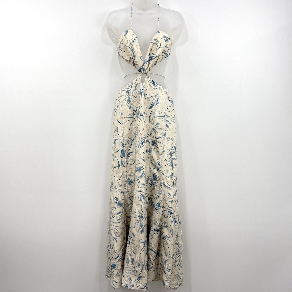 Significant Other Anica Dress 8 NWT Illustration Floral Resort Mermaid Linen